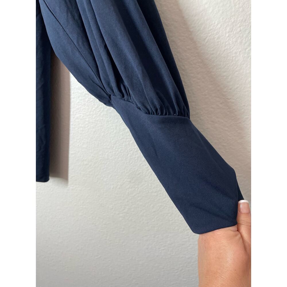Eloquii Navy Blue V-Neck Blouse Top Dramatic Sleeve NWT 18/20 Long Dolman - Picture 6 of 6